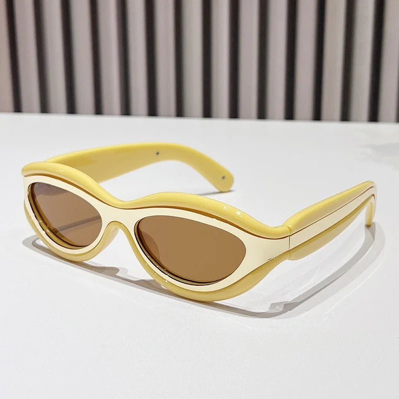 TEEK - Oval Cat Eye Dual Border Sunglasses EYEGLASSES theteekdotcom C5  
