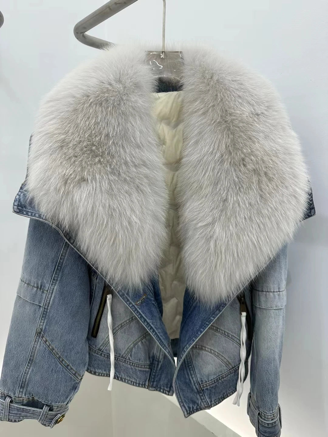 TEEK - Denim Goose Down Fluff Detachable Collar Jacket JACKET theteekdotcom 1 S 