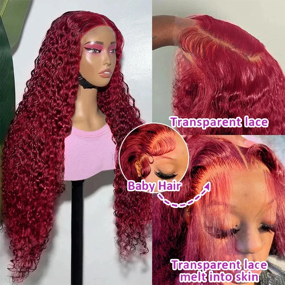 TEEK - Burgundy 99J Deep Wave Lace Frontal HD Lace HAIR theteekdotcom