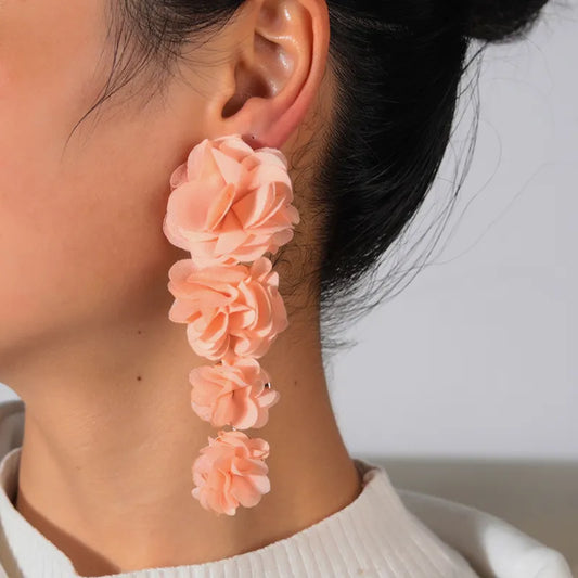 TEEK - Petaled Flower Drop Earrings JEWELRY theteekdotcom Peach  