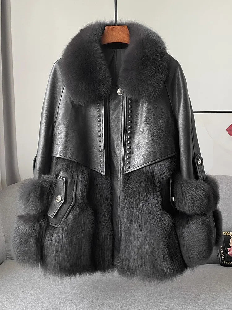 TEEK - Big Fluff Ends Genuine Leather Jacket JACKET theteekdotcom Black S 