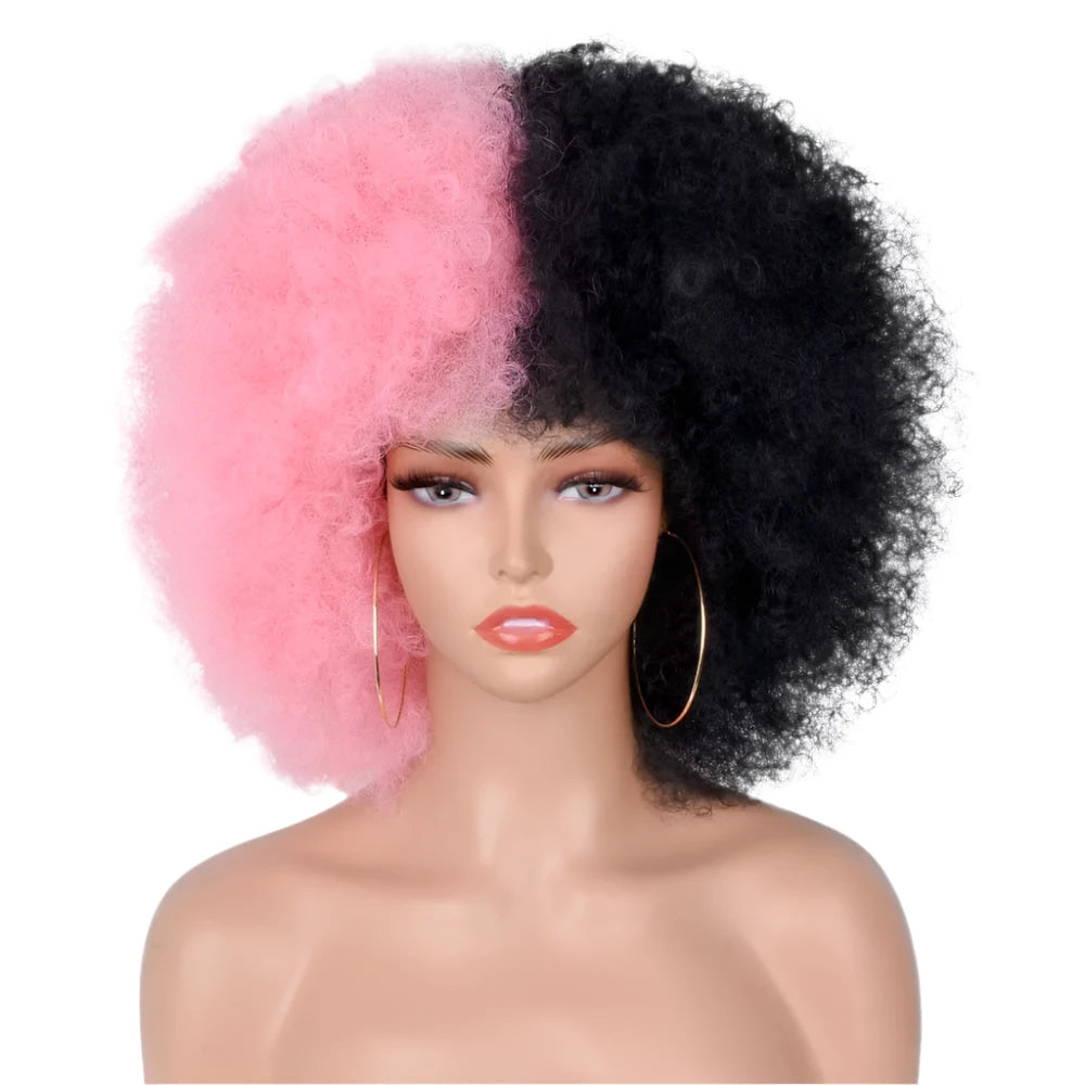 TEEK - Short Hair Afro Curly Wig HAIR theteekdotcom Fpink-1b 10inches 