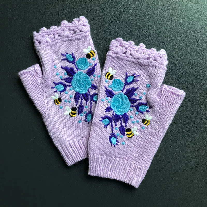 TEEK - Half Knitted Fingerless Gloves GLOVES theteekdotcom Light Purple  