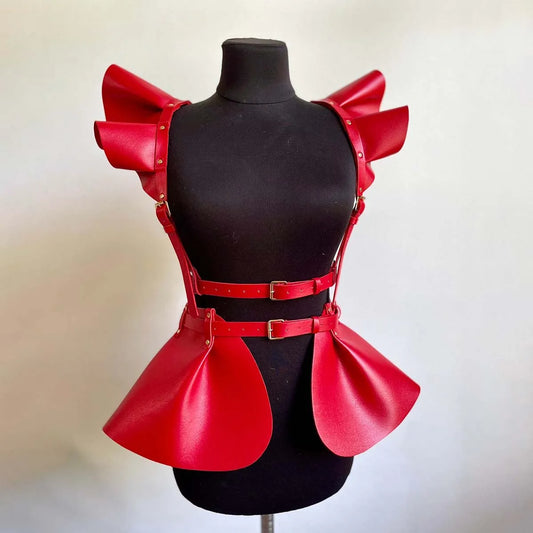 TEEK - Body Harness Belt Ruffled Skirt Hem BELT theteekdotcom Red  