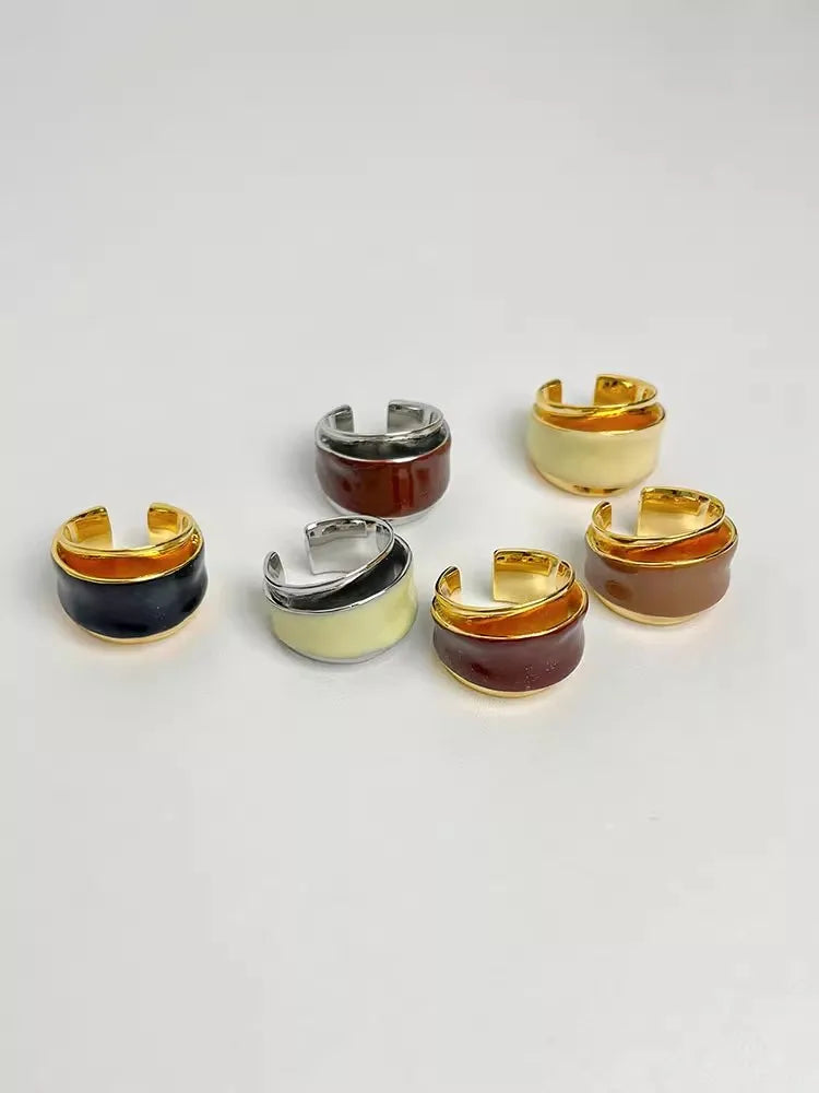 TEEK - Double-Layer Chocolate Drip Glaze Rings JEWELRY theteekdotcom   