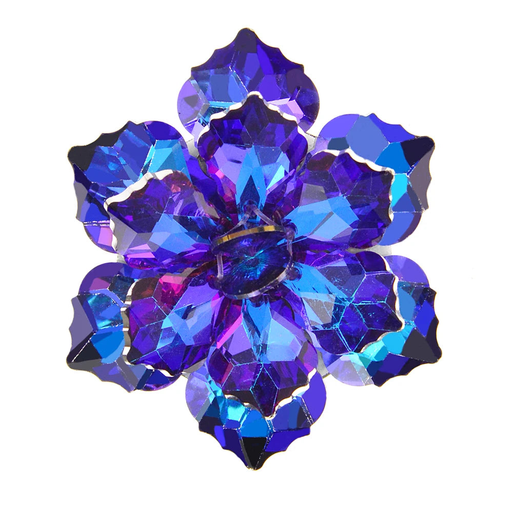 TEEK - Shining Crystal Flower Brooch JEWELRY theteekdotcom blue blue