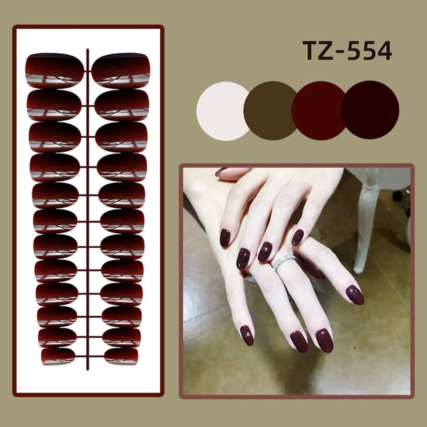 TEEK - 24pcs Shiny and Matte False Nails NAIL ART theteekdotcom TZ-554  