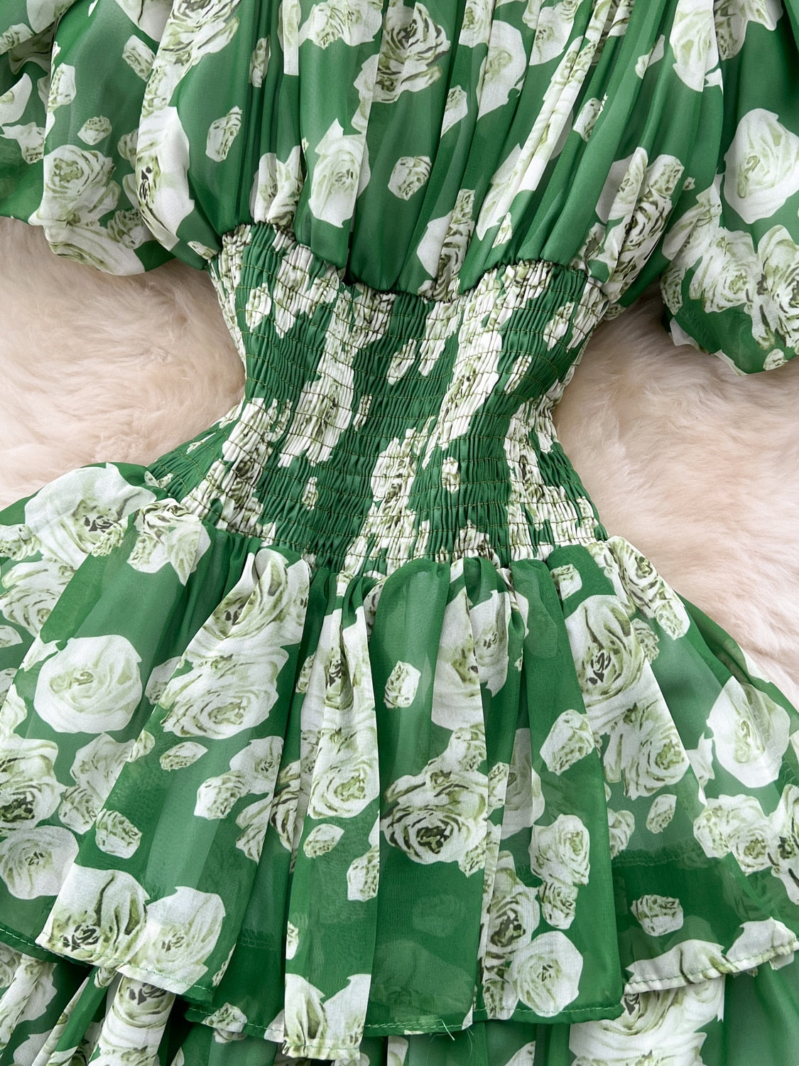 TEEK - Vintage Floral Print Ruffle Dress DRESS theteekdotcom   