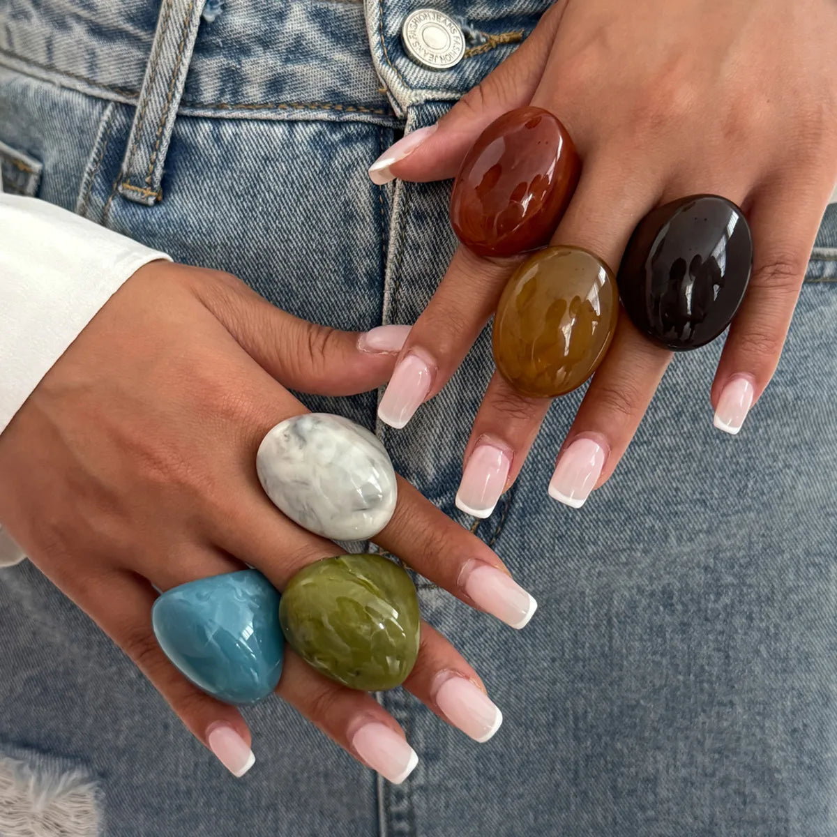 KunJoe 6 Colors Bohemian Thick Resin Acrylic Ring for Women Retro Smooth Geometry Curved Wide Knuckle Ring Fashion Jewelry 2026 TEEK