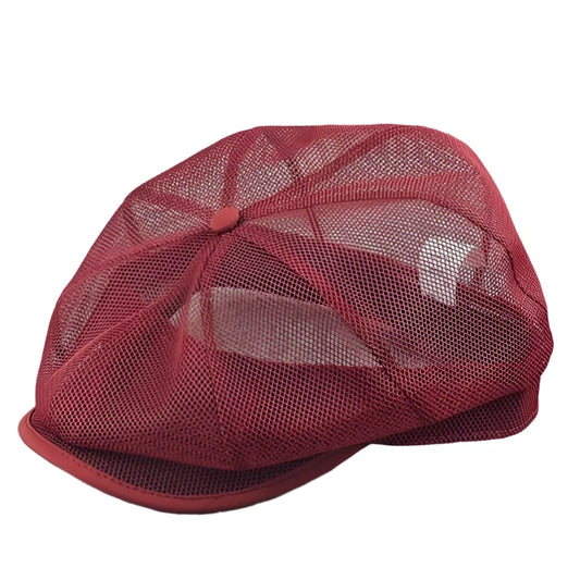 TEEK - Octagonal Mesh Newsboy Cap HAT theteekdotcom Wine Red L 59-60cm/23.6in 