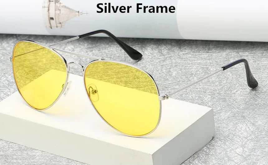 TEEK - Aviation Night Vision Yellow Sunglasses EYEGLASSES theteekdotcom Silver  
