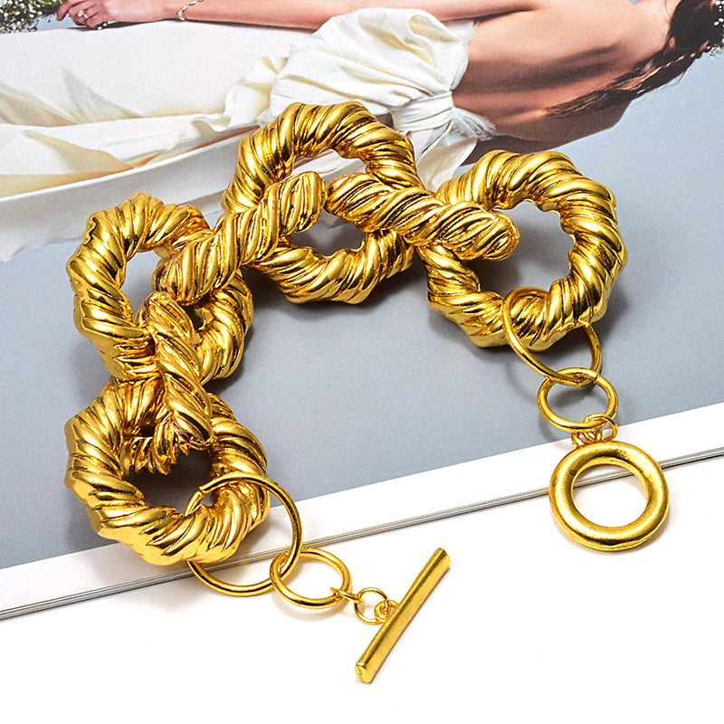 TEEK - Gold Tone Metal Hoops Bracelet JEWELRY theteekdotcom