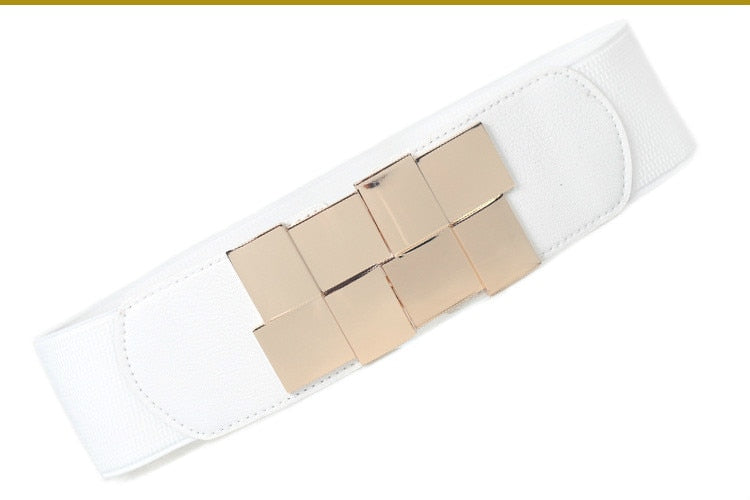 TEEK - Gold Squares Buckle Belt BELT theteekdotcom White  