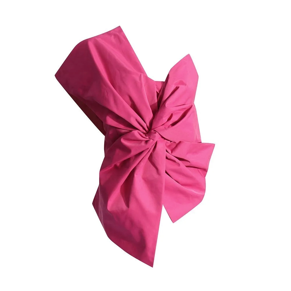 TEEK - Solid Diagonal Collar Sleeveless Bowknot Top TOPS theteekdotcom ROSE S