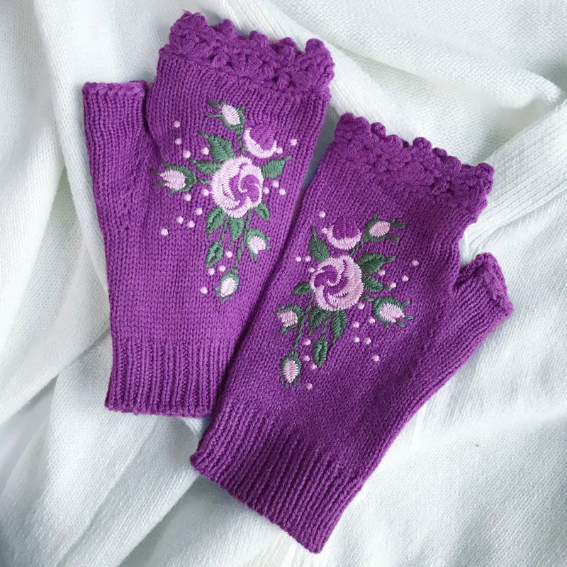 TEEK - Half Knitted Fingerless Gloves GLOVES theteekdotcom Purple  