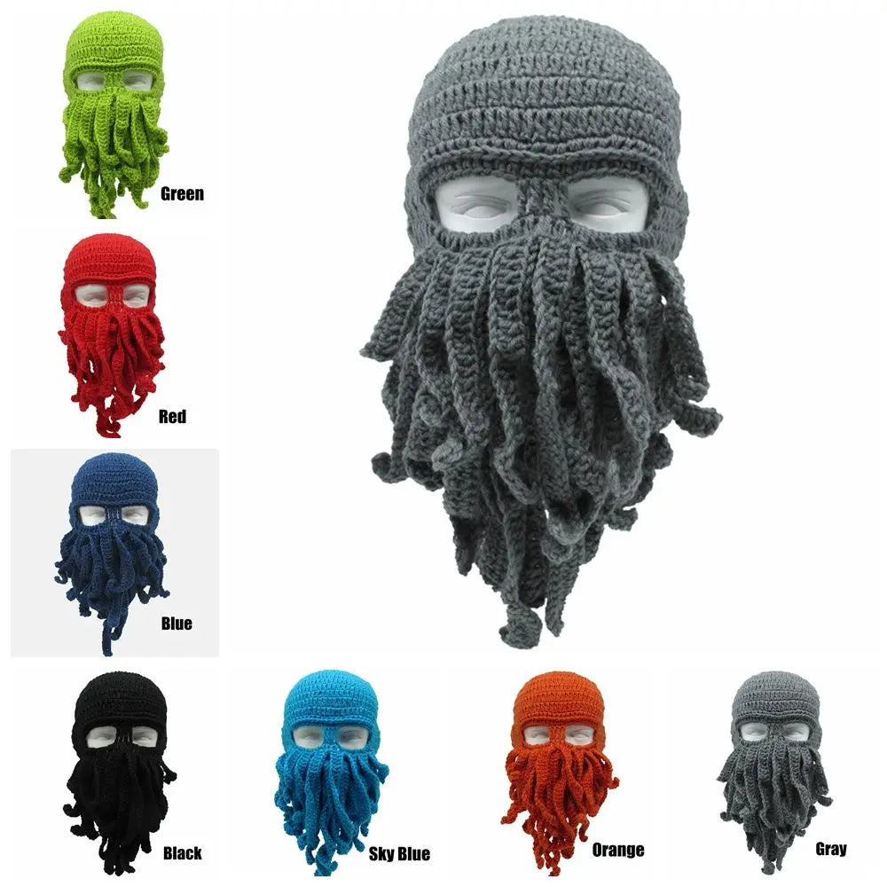 TEEK- Handmade Tentacle Crochet Bearded Beanie HAT theteekdotcom   