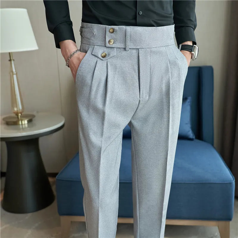 TEEK - British Style High Waist Mens Suit Pants PANTS theteekdotcom Grey 29 