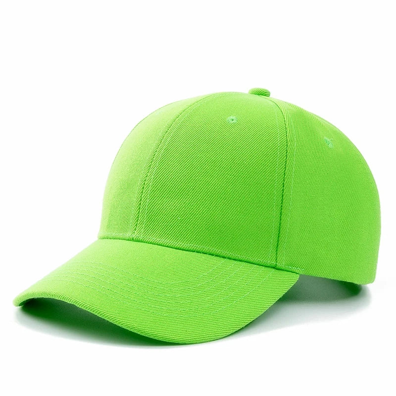 Unisex Cap Casual Plain Baseball Cap Adjustable Snapback Hats For Women Men Hip Hop Cap Street Dad Hat TEEK Fluorescent Green