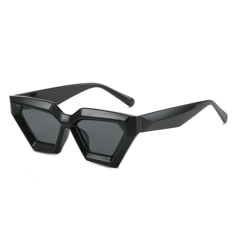 TEEK - Clipped Corner Cat Eye Vintage Sunglasses EYEGLASSES theteekdotcom black-black  