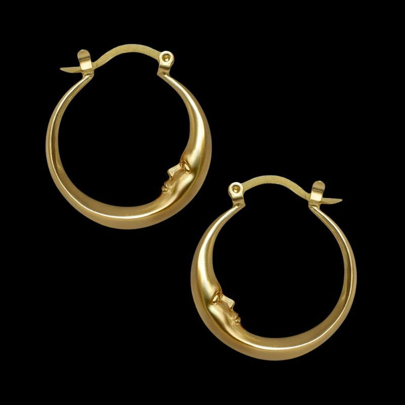 TEEK - Hoop Moon Earrings JEWELRY theteekdotcom gold  