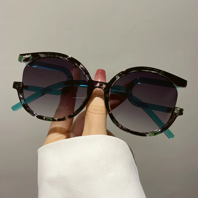 TEEK - Two-Color Chipped Circle Rim Sunglasses EYEGLASSES theteekdotcom GREEN  