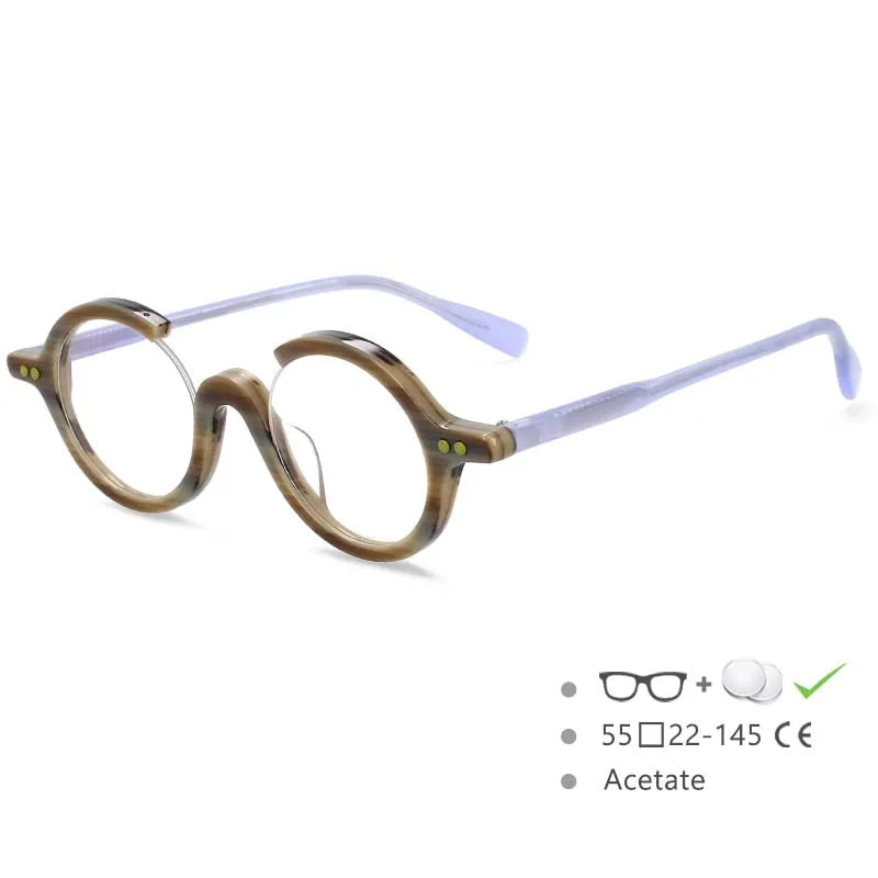 TEEK - Round Frame Half Frame Reading or Nearsighted Glasses EYEGLASSES theteekdotcom Green Original Lenses