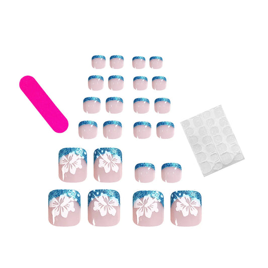 TEEK - French Tip Designs Square False Toe Nails NAIL ART theteekdotcom