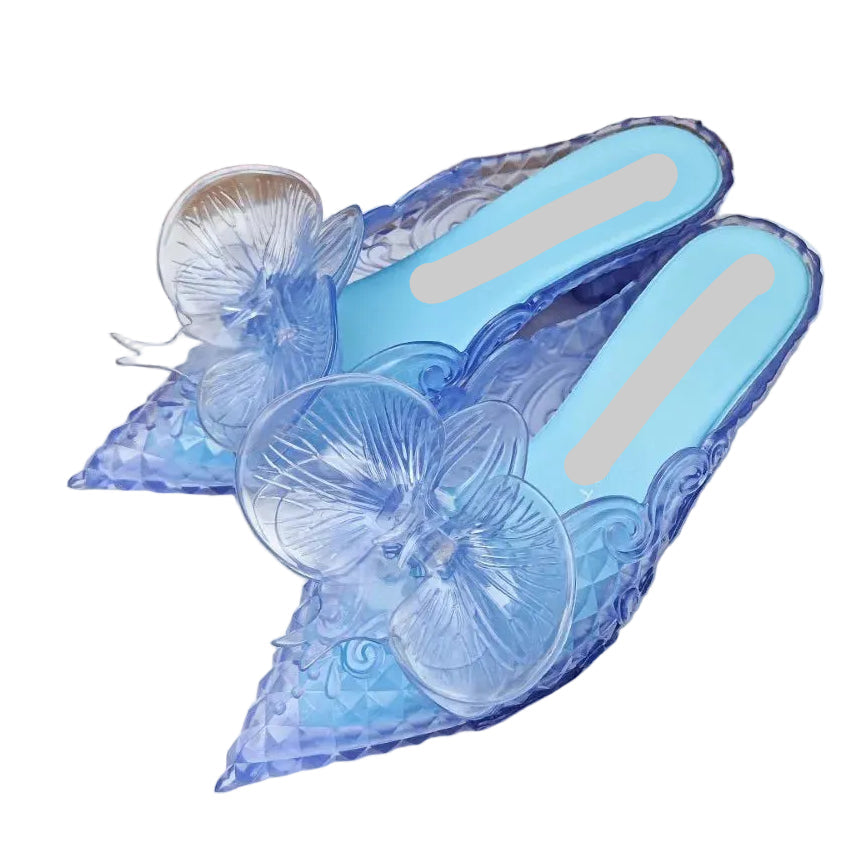 Design Big Butterfly Knot Melissa Women Flat Mules Sandals High Quality Cozy Patent Leather Pointed Toe Back Strap Shoes TEEK as pic 6