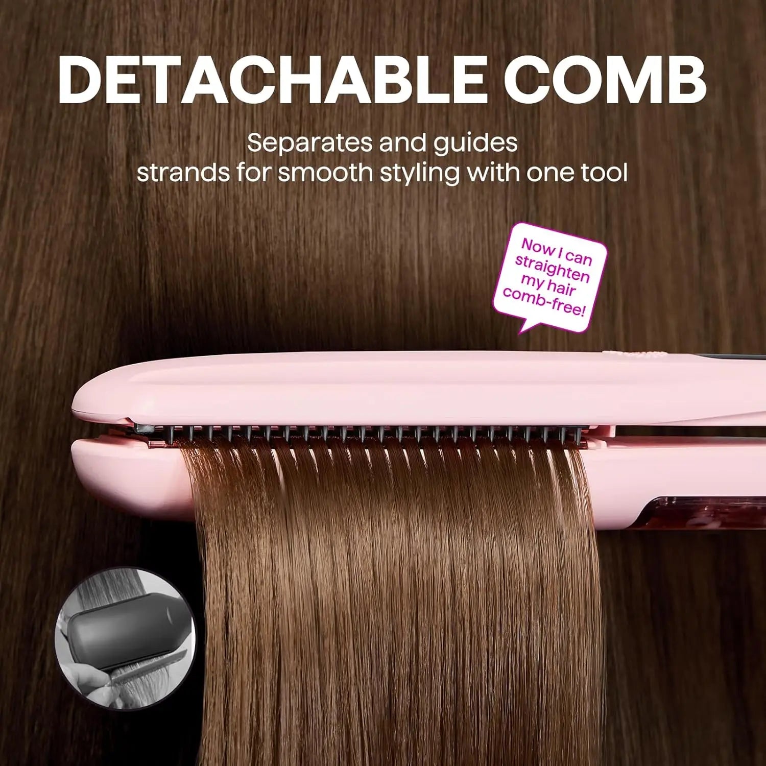 TEEK - Steam Detachable Comb Nano Titanium Plated Humidity-Resistant Hold Flatiron HAIR TOOL theteekdotcom