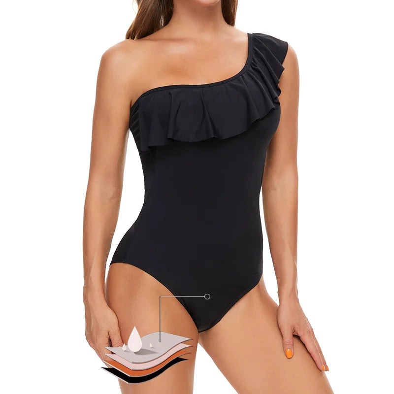 TEEK - Womens Menstrual Strong Absorption Swimsuit SWIMWEAR theteekdotcom S one shoulder 
