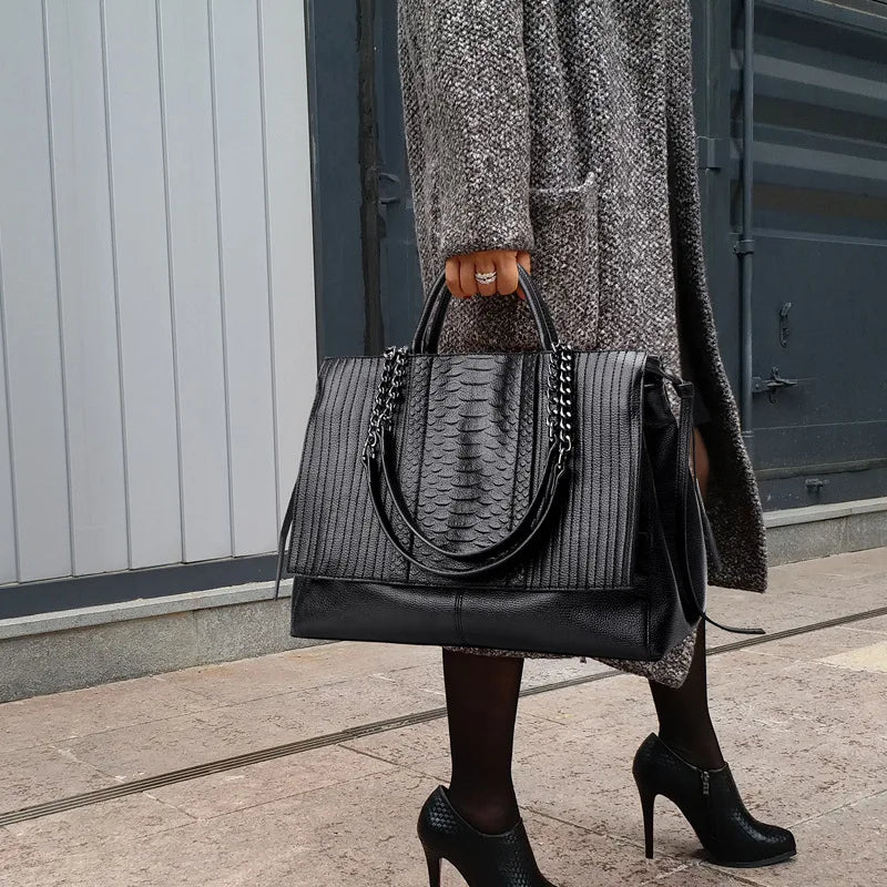 TEEK - Black Lux Croc Pattern Handbag BAG theteekdotcom   