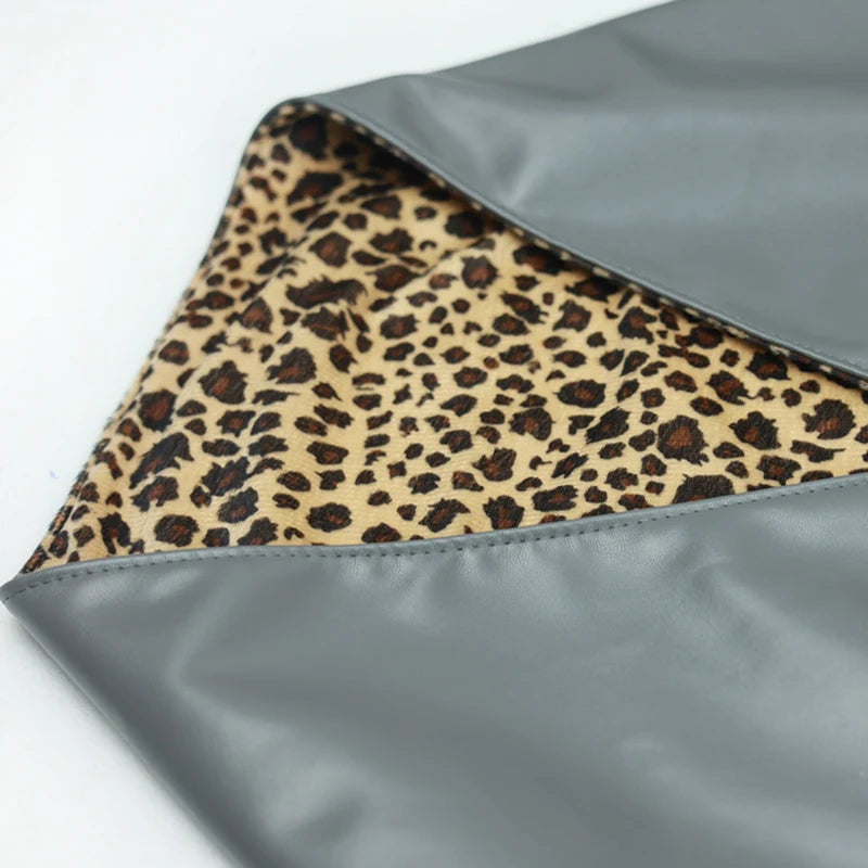 TEEK - Triangle Leopard Print Lining Double-Sided Head Scarf SCARF theteekdotcom gray