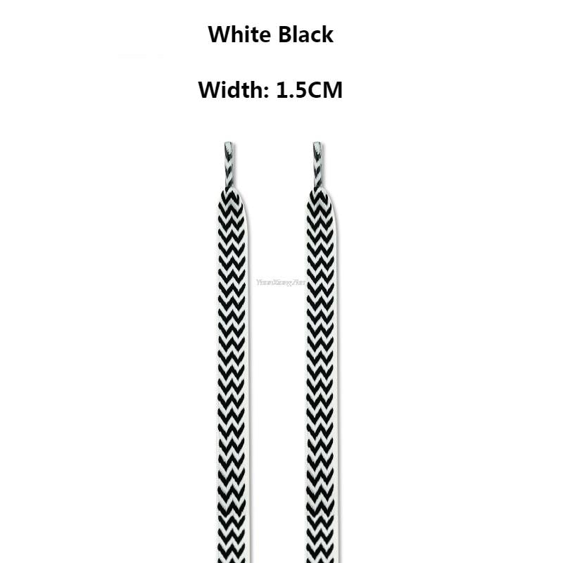 TEEK - Pair of Wide to Extra Wide Flat Shoelaces SHOELACES theteekdotcom 1.5 White Black 120cm 