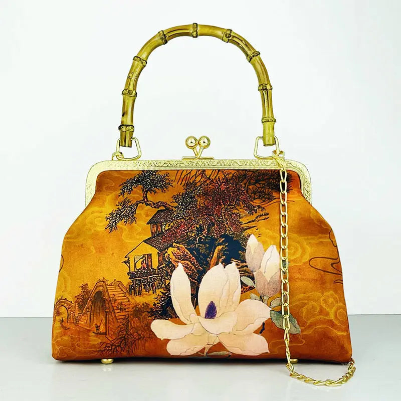TEEK - Flower Lock Vintage Chain Handbag BAG theteekdotcom 03 Hetu Gardenia  
