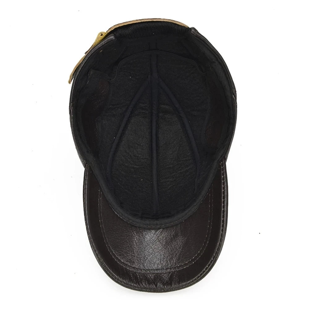 TEEK - Mens Real Leather Earflap Cap HAT theteekdotcom