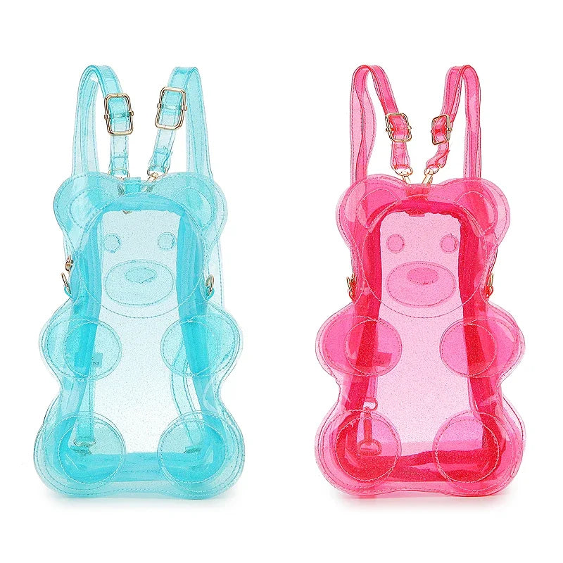clear glitter mini backpack TEEK - Glitter Transparent Bear Mini Backpack