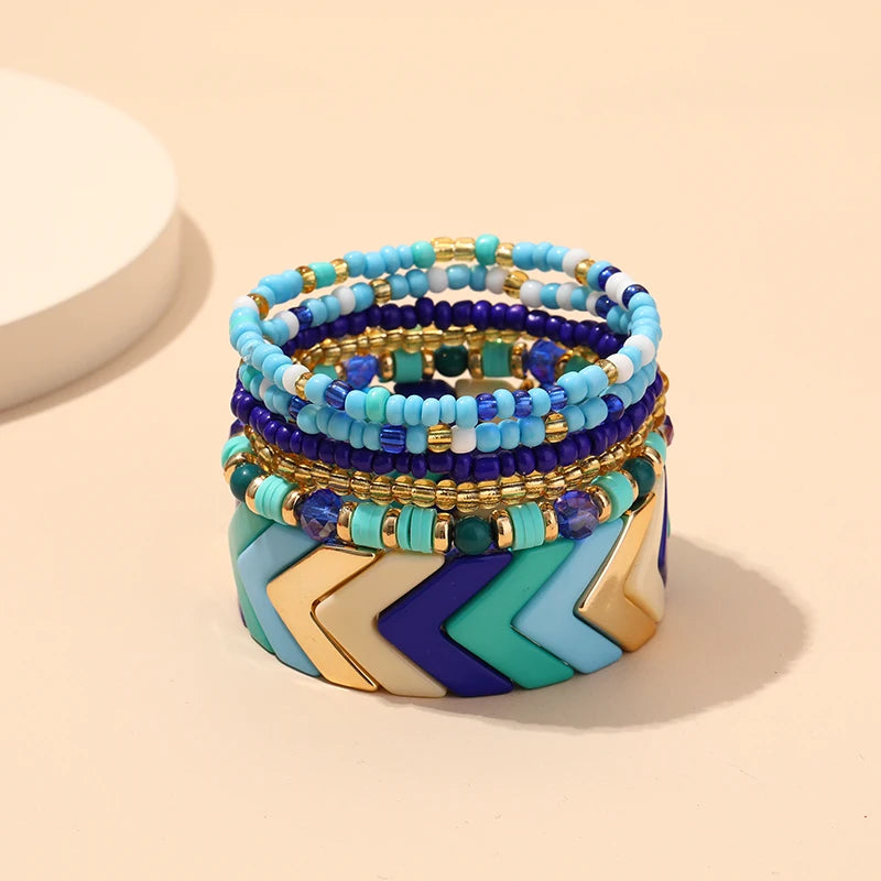 TEEK - Bohemian Multi-Layer Seed Beads Bangles JEWELRY theteekdotcom KR43-1  