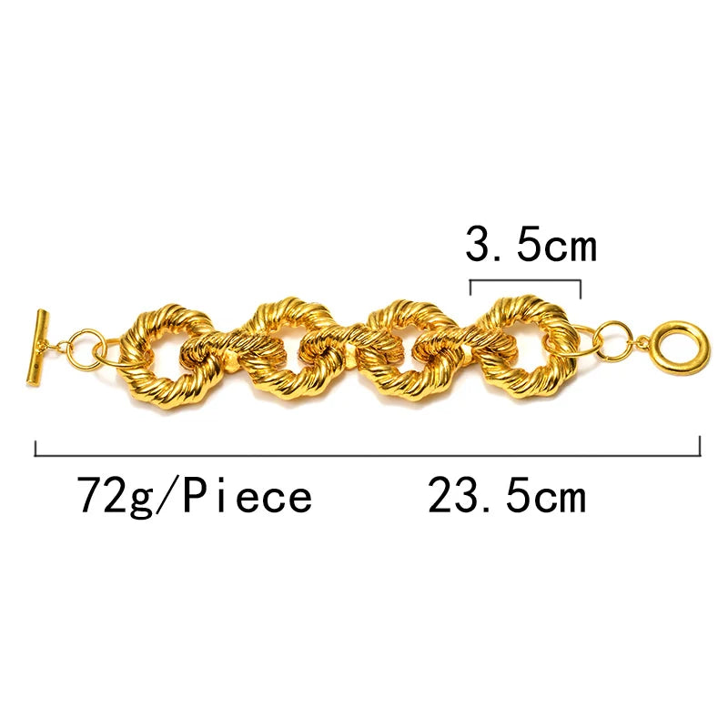 TEEK - Gold Tone Metal Hoops Bracelet JEWELRY theteekdotcom