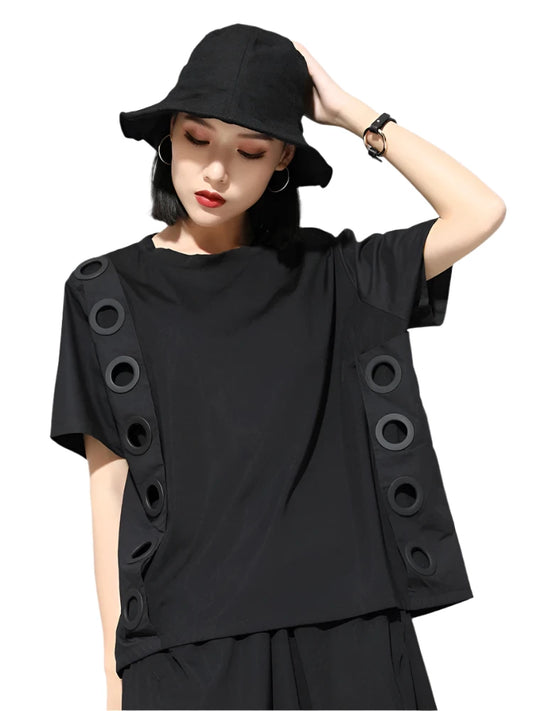 TEEK - Black Circle Down T-Shirt TOPS theteekdotcom M  