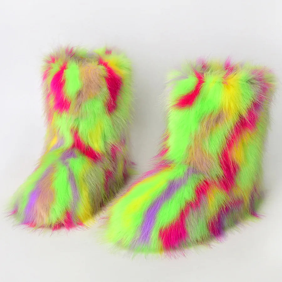 TEEK - Fluffy Faux Fox Fur Boots SHOES theteekdotcom