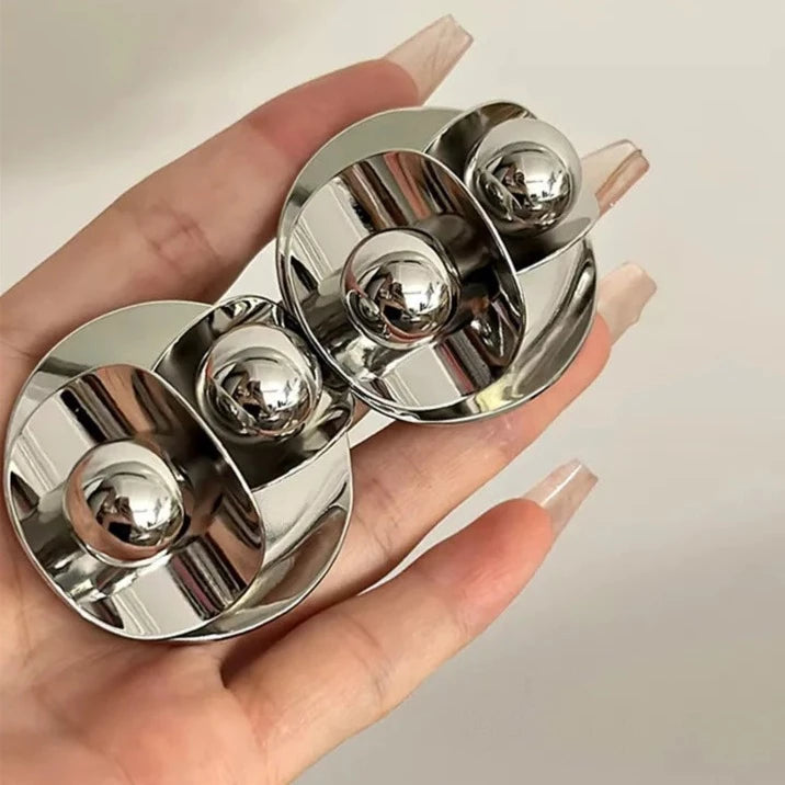 TEEK - Geometric Irregular Large Round Metal Ball Earrings JEWELRY theteekdotcom   