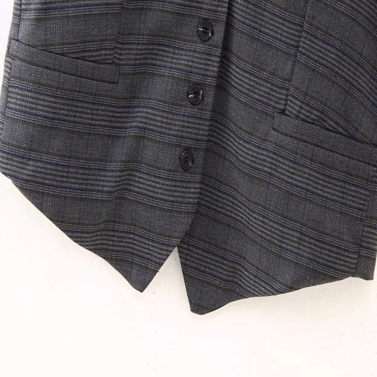 TEEK - Plaid Vest and Straight High Waist Trousers SET theteekdotcom   