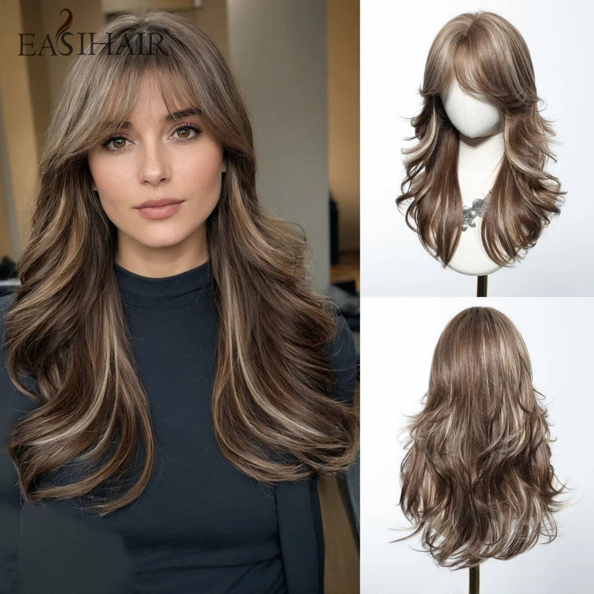 TEEK - Medium Length Wavy Bang Synthetic Wig HAIR theteekdotcom   