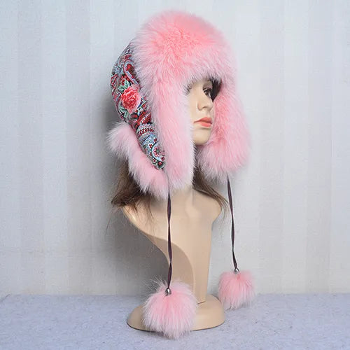 TEEK - Winter Real Fox Fluff Hat HAT theteekdotcom pink  