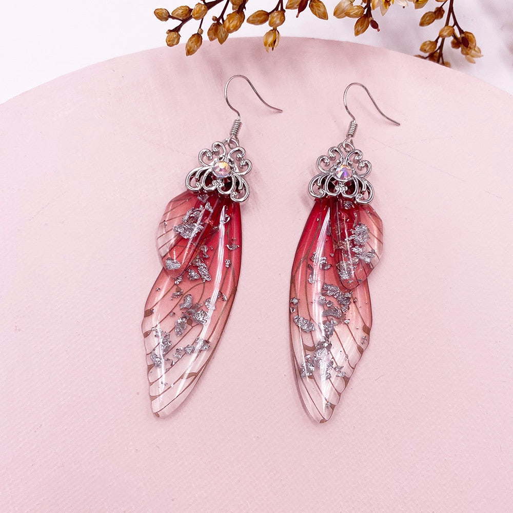 TEEK - Handmade Fairy Wing Earrings  theteekdotcom SF-Red  