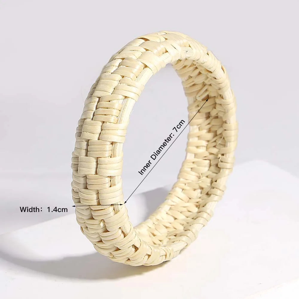 TEEK - Boho Wood Bamboo Rattan Weave Bracelet JEWELRY theteekdotcom E686233P  