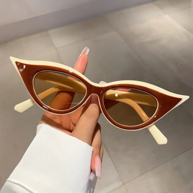 TEEK - Contrast Cat Eye Shade Sunglasses EYEGLASSES theteekdotcom beige brown-brown  