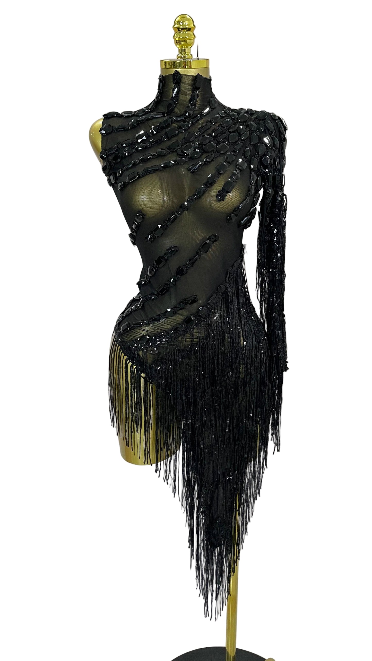 TEEK - Sparkly Tassel Sheer Dress DRESS theteekdotcom Black S