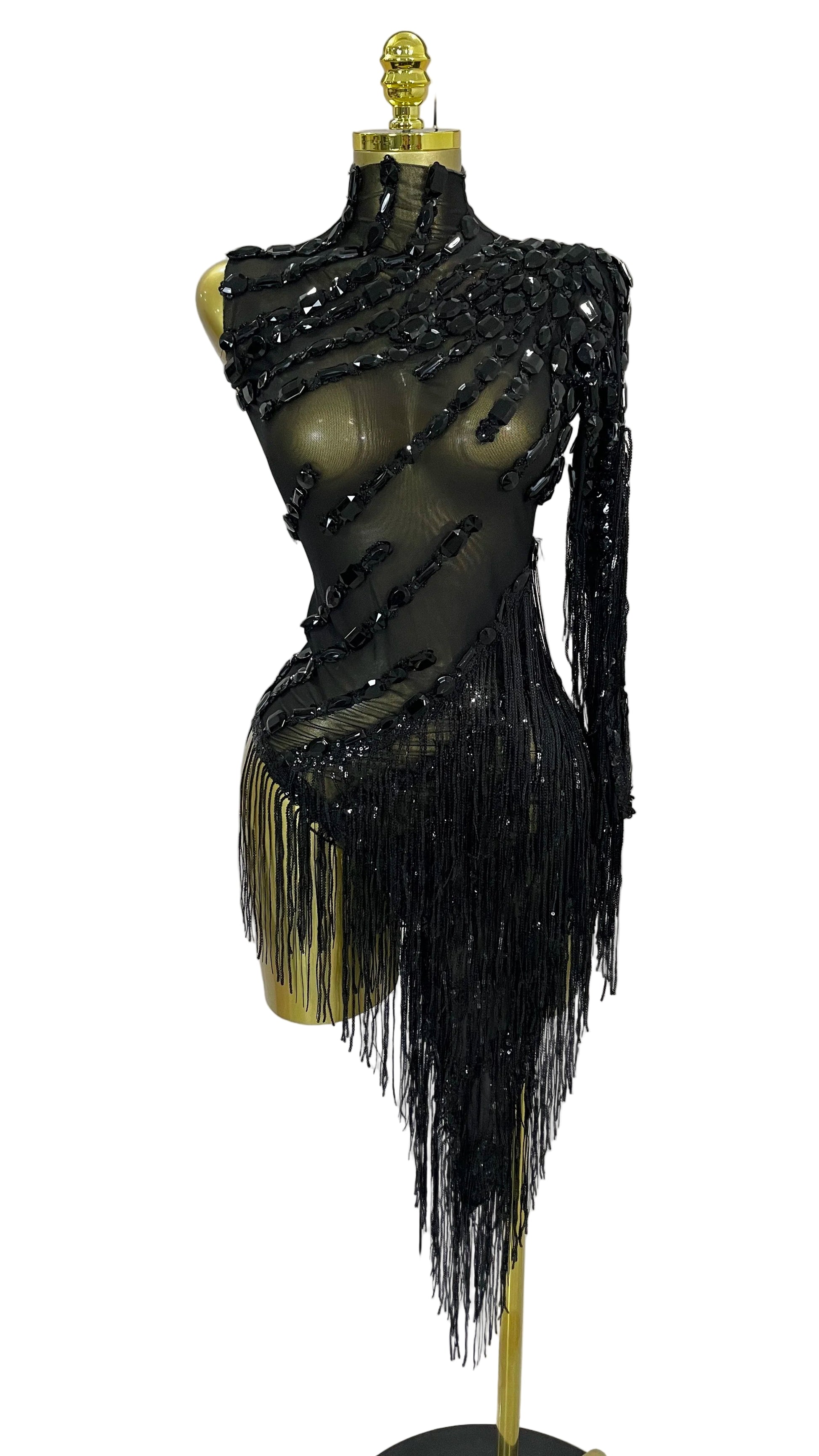 TEEK - Sparkly Tassel Sheer Dress DRESS theteekdotcom Black S