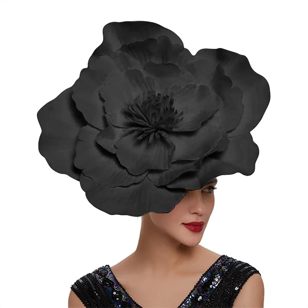 TEEK - Large Flower Hair Cap Accessories HAT theteekdotcom Black  